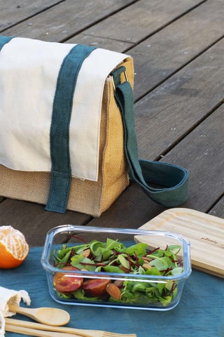 Sac à lunch en coton biologique - Bleu canard