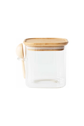 Boîte de conservation en verre borosilicate avec couvercle en bambou - 80 cl