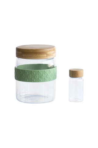 Bocal et pot en verre borosilicate avec couvercle en bambou