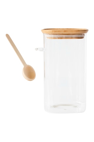 Boîte de conservation en verre borosilicate avec couvercle en bambou