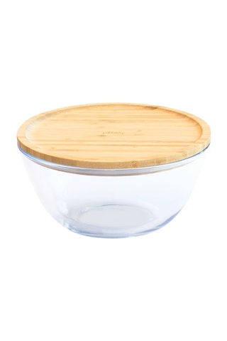 Bol mélangeur en verre borosilicate avec couvercle en bambou - 77 cl