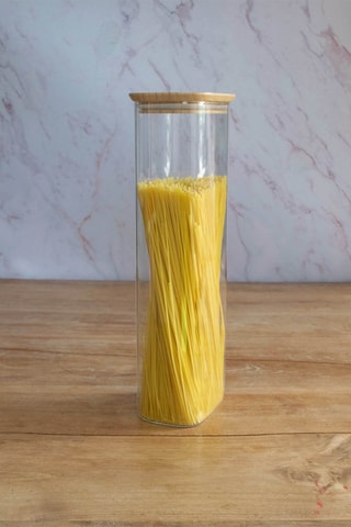 Boîte de conservation en verre borosilicate avec couvercle en bambou - 260 cl