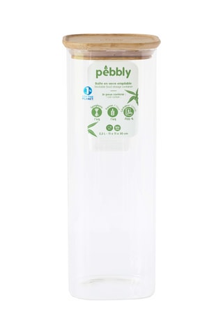 Boîte de conservation en verre borosilicate avec couvercle en bambou - 220 cl