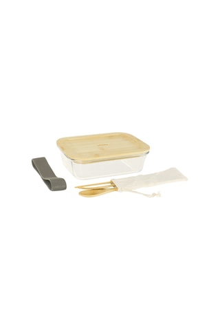 Boîte à lunch en verre borosilicate avec couvercle en bambou - 100 cl