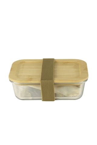 Boîte à lunch en verre borosilicate avec couvercle en bambou - 100 cl