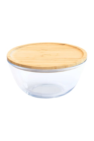 Bol mélangeur en verre borosilicate avec couvercle en bambou - 160 cl