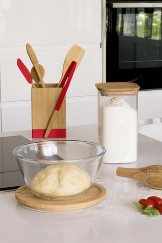 Bol mélangeur en verre borosilicate avec couvercle en bambou - 160 cl