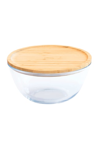 Bol mélangeur en verre borosilicate avec couvercle en bambou - 260 cl