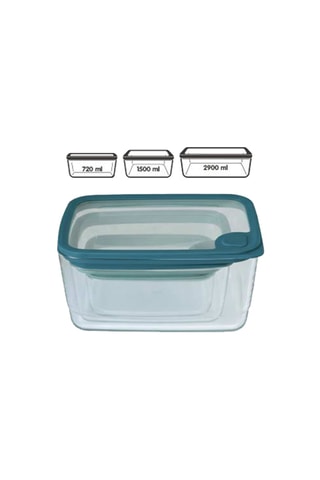3 boîtes de conservation en verre borosilicate - 72 cl, 150 cl et 290 cl