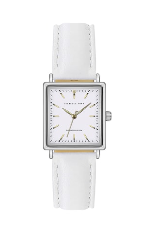 Orologio al quarzo in pelle Rosalie - Bianco e argentato