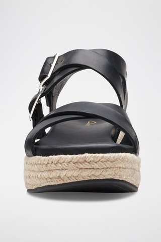 Sandales compensées en cuir Kimmei Buckle - Noir