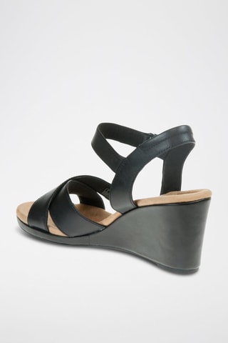 Sandales compensées en cuir Tulip Gem - Noir