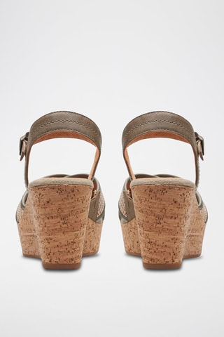 Sandales compensées en cuir Elleri - Vert olive