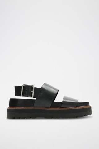 Sandales plateformes en cuir pleine fleur Orianna - Noir