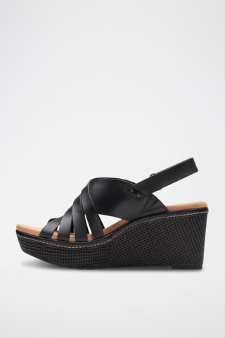 Sandales compensées en cuir Elleri - Noir