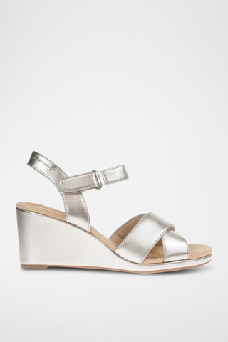Sandales compensées en cuir Tulip Gem - Argenté