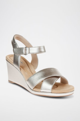 Sandales compensées en cuir Tulip Gem - Argenté