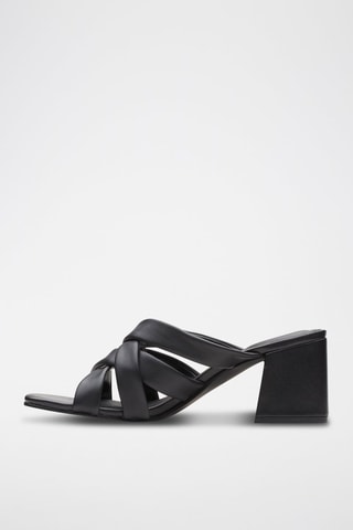 Mules à talons en cuir Sheer65 Step - Noir