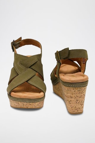 Sandales compensées en nubuck Elleri - Vert olive