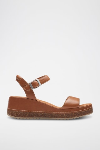 Sandales compensées en cuir Kassanda - Marron