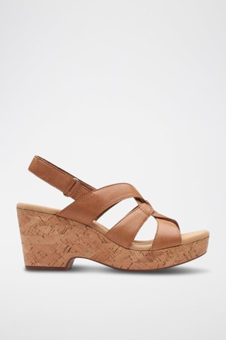 Sandales à talons en cuir Giselle - Marron clair
