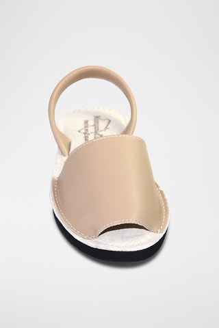 Minorchine con zeppa in pelle - Beige