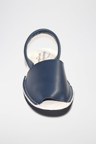 Minorchine con zeppa in pelle - Blu
