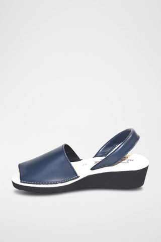 Minorchine con zeppa in pelle - Blu