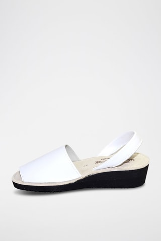 Minorchine con zeppa in pelle - Bianco