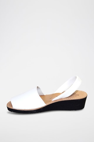 Minorchine con zeppa in pelle - Bianco