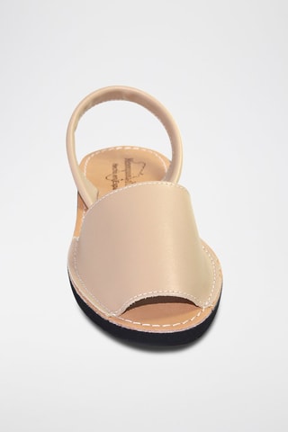Minorchine con zeppa in pelle - Beige