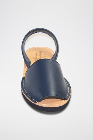 Minorchine con zeppa in pelle - Blu