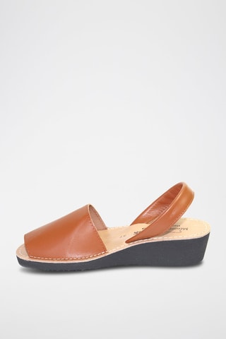 Minorchine con zeppa in pelle - Marrone