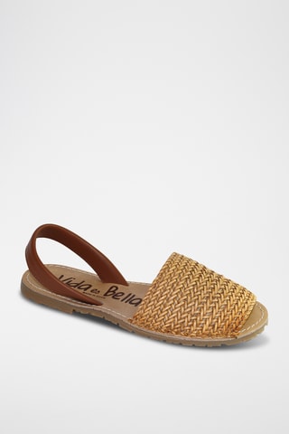 Minorchine in pelle intrecciata - Marrone