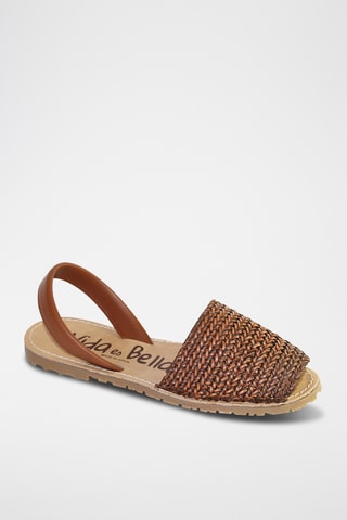 Minorchine in pelle intrecciata - Marrone