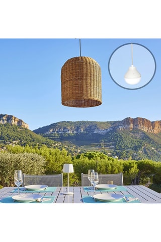Lámpara de techo con bombilla LED portátil de ratán Giacomo Nomad - Natural