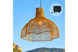 Lámpara de techo solar LED de ratán Aria - Natural