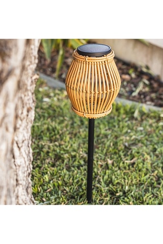 Baliza solar LED Silvina - Imitación ratán y negro