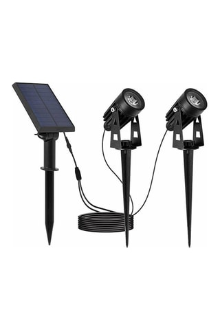 2 focos solares LED conectados con panel solar desviado 2 en 1 Roundy - Negro - 2 x 5 W