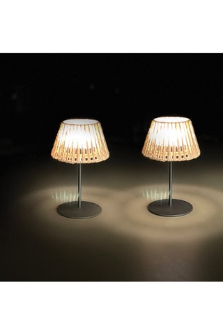 2 lámparas LED de sobremesa Twins Raffy - Negro y natural