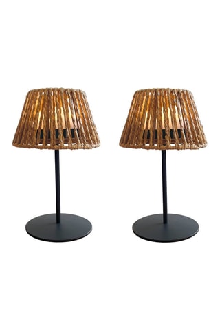 2 lámparas LED de sobremesa Twins Raffy - Negro y natural