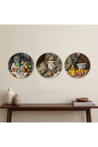 3 tableaux « Pot de gingembre et fruits » et « Nature morte avec pommes et pêches » Paul Cézanne - 3 x (30 x 30 cm)