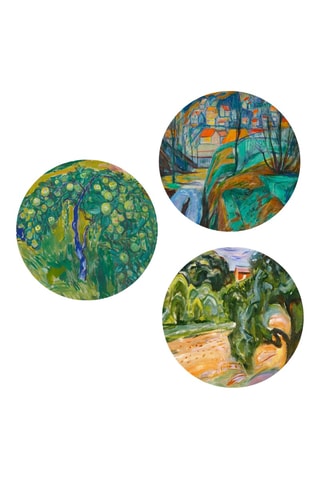 3 tableaux « Pommier près de l'atelier », « Kragerø au printemps » et « Été à Ekely » Edvard Munch - 3 x (30 x 30 cm)