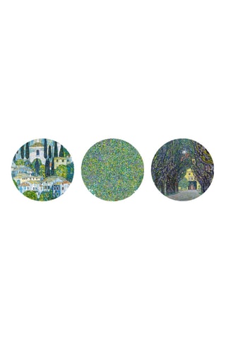 3 tableaux « L'Église de Cassone », « Jardin de fleurs » et « Avenue dans le parc du château de Kammer » Gustav Klimt - 3 x (30 x 30 cm)