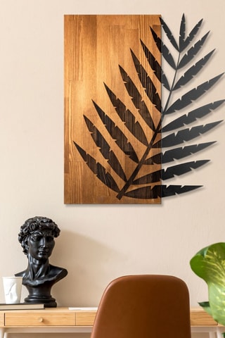 Décoration murale en bois - 50 x 57,5 cm - Naturel et noir
