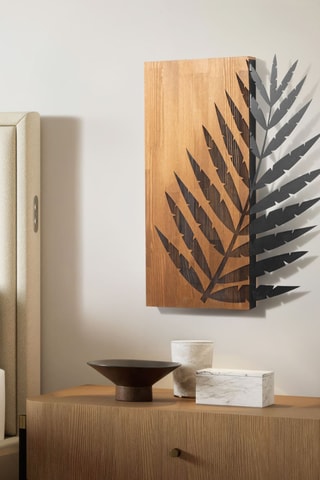 Décoration murale en bois - 50 x 57,5 cm - Naturel et noir