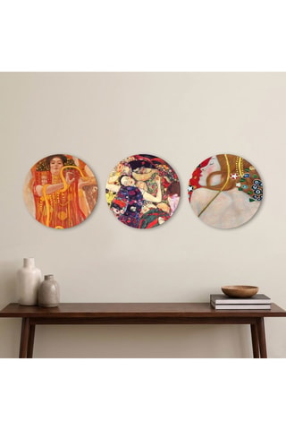 3 tableaux « Hygieia », « Les Vierges » et « Serpents d'eau IV » Gustav Klimt - 3 x (30 x 30 cm)