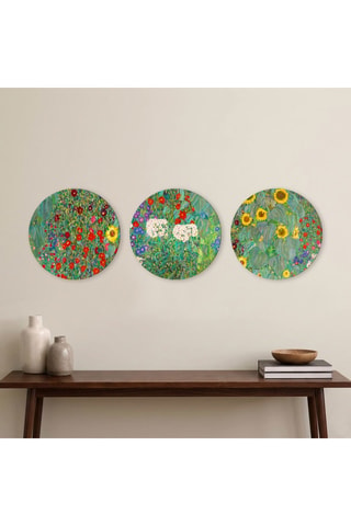 3 tableaux « Jardin de fleurs », « Jardin de campagne avec tournesols » et « Jardin de ferme » Gustav Klimt - 3 x (30 x 30 cm)