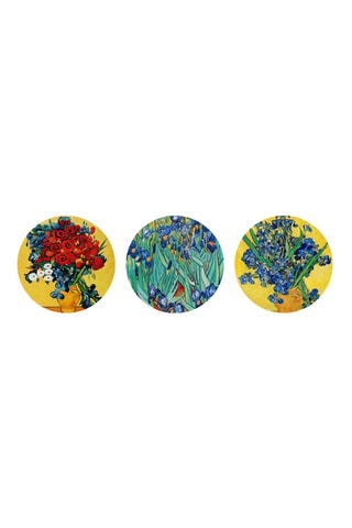 3 tableaux « Bouquet de fleurs dans un vase », « Iris » et « Iris dans un vase » Vincent van Gogh - 3 x (30 x 30 cm)