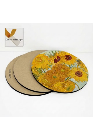 3 tableaux « Les tournesols », « Les Fritillaires » et « Les Iris » Van Gogh - 3 x (30 x 30 cm)